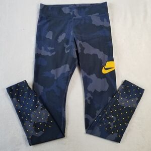 NIKE NSW LEGGINGS size Small Women – Thunder Blue Camo/ Yellow Ochre/